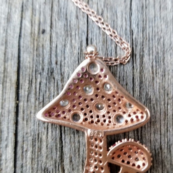 Rose gold rubies & white Topaz mushrooms 17" - Picture 4 of 6